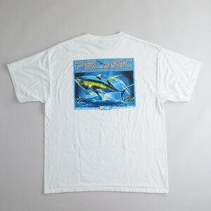 Y2K Pelagic Performance Fishing Graphic T-Shirt Short Sleeve White Mens Size XL